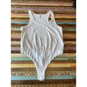 Free People Bodysuit S Intimately Jessa Racer Back Thong Knit Cotton Boho Snap